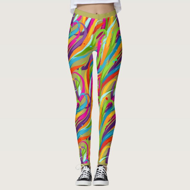 Legging Abstrato brilhante de cor, (Frente)