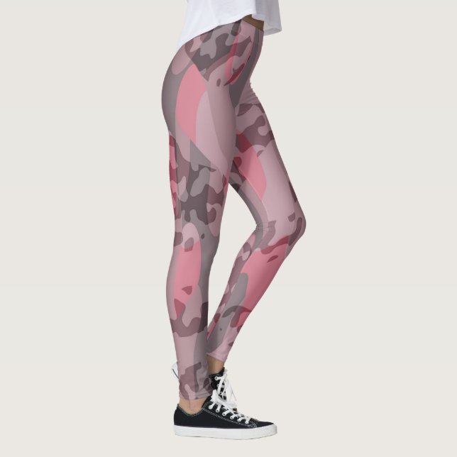 Legging abstrato Camo rosa e mauve texturizado (Direita)