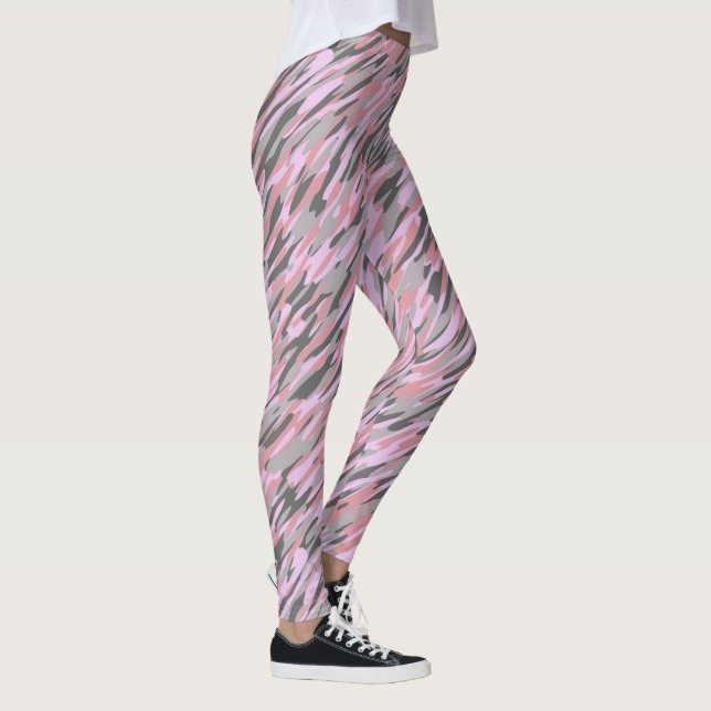 Legging abstrato camuflado verde rosa e cinza (Direita)