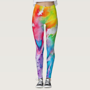 Legging Abstrato Colorida Rainbow Watercolor Tie Dye Yoga