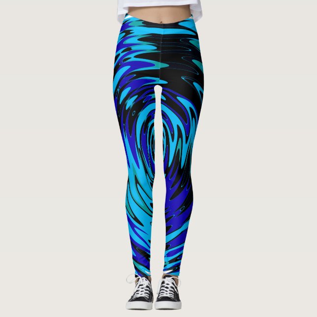 Legging Abstrato com espirros em branco azul preto (Frente)