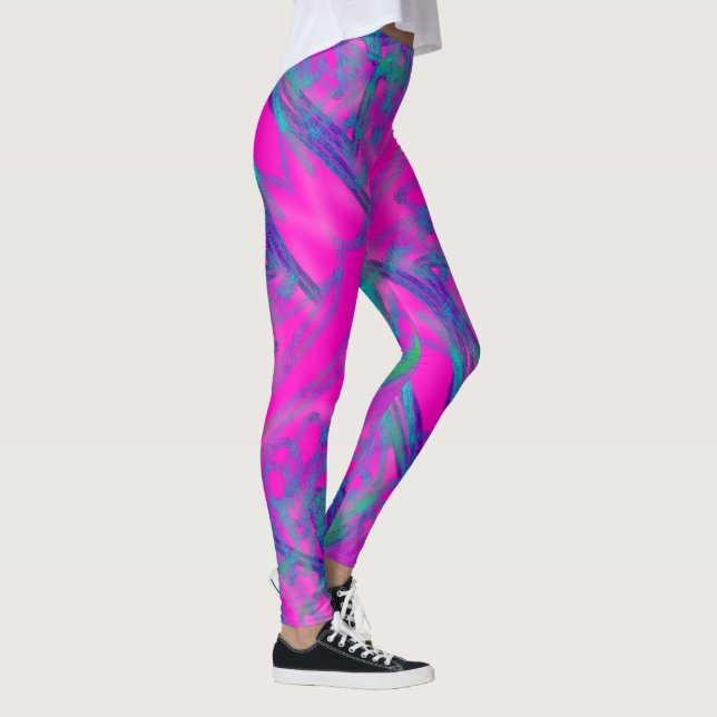 Legging Abstrato cor-de-rosa-rosa, cor-de-rosa, turquesa a (Direita)