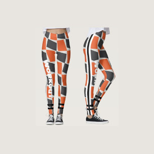 Legging Abstrato cor laranja preto