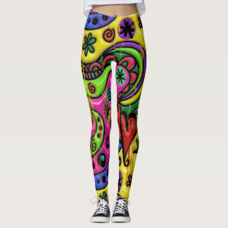 Legging Abstrato da pintura do gotejamento do doodle dos