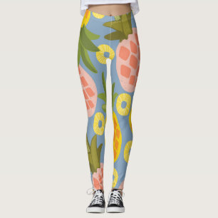 Legging Abstrato de abacaxi natural: Bela vindima.