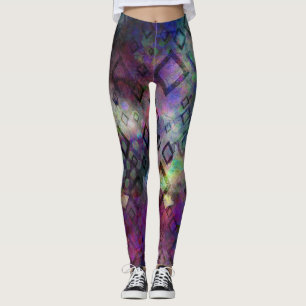 Legging Abstrato de aquarela colorido com diamantes