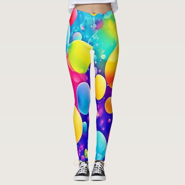 Legging Abstrato de Arte Colorida (Frente)
