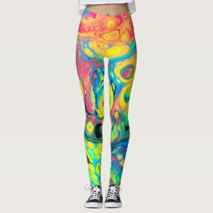 Legging Abstrato de Arte de Fluido Acrílico Selvagem
