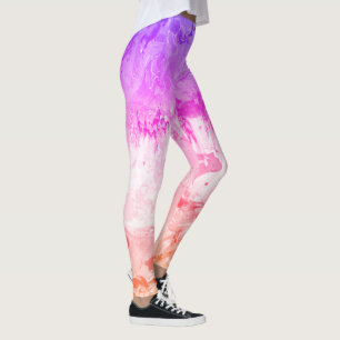 Legging Abstrato de Arte Elegante Moderna Rosa Púrpura Ama