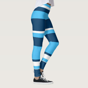 Legging Abstrato de Arte Funky Azul Escuro Claro Branco