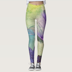 Legging Abstrato de Arte Líquida de Álcool Multicolorido