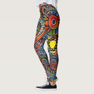 Legging Abstrato de Arte Original de Corais Vivos Colorido