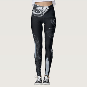 Legging Abstrato de Arte Preta E Branca  Melhor arte abstr