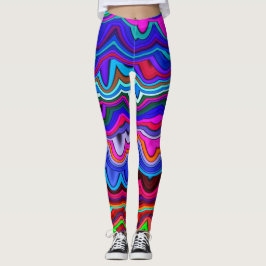 Legging Abstrato de cor azul, rosa e brilhante brilhante