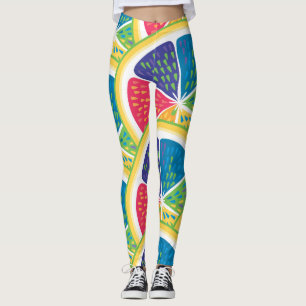 Legging Abstrato de Diversão do Citrus Slice Colorida Padr