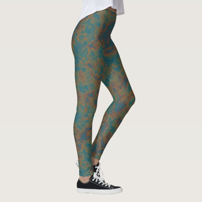 Legging Abstrato de ferrugem turquesa (Direita)
