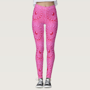 Legging abstrato de flores cor rosa