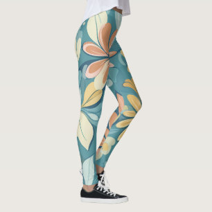 Legging Abstrato de flores do Pastel moderno bege amarelo