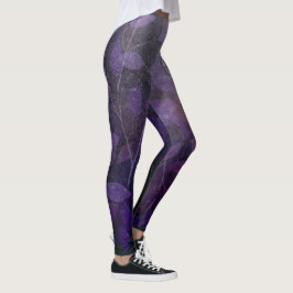 Legging Abstrato de Folha Roxa Profunda