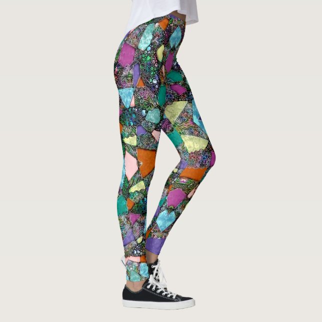 Legging Abstrato de forma muito colorida arte 11 (Direita)