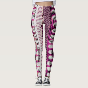 Legging Abstrato de Fronteira Étnica de Fuchsia