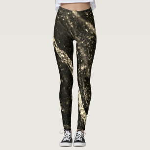 Legging Abstrato de gema preto de linha cinzenta