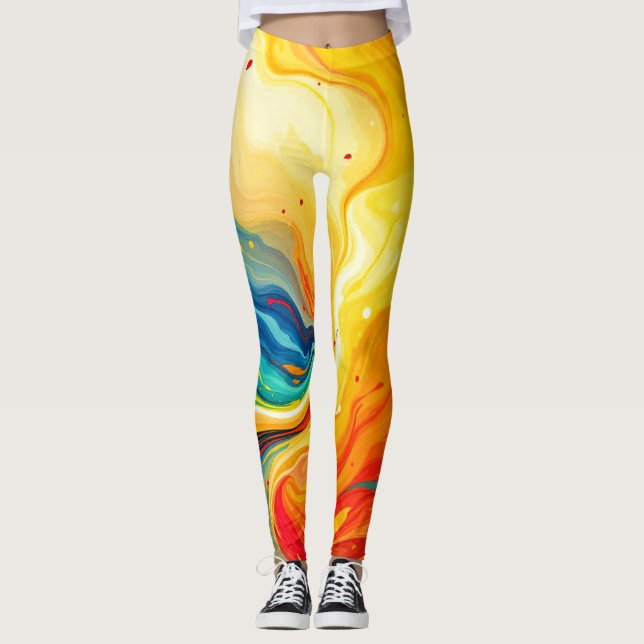Legging Abstrato de incêndio e água (Frente)