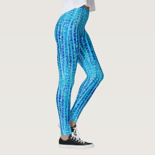 Legging Abstrato de lâminas e pontos, cobalto azul