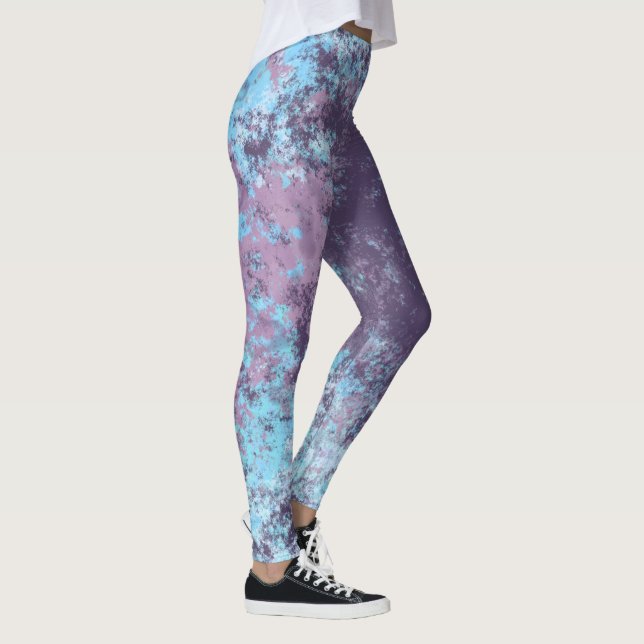 Legging Abstrato de mármore azul, rosa e roxo (Direita)