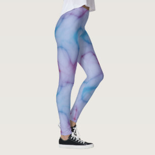 Legging abstrato de mármore azul-rosa e roxo