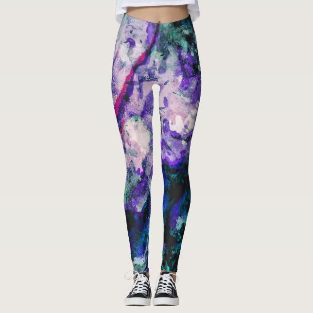 Legging Abstrato de mármore de cristal fluorado (Frente)