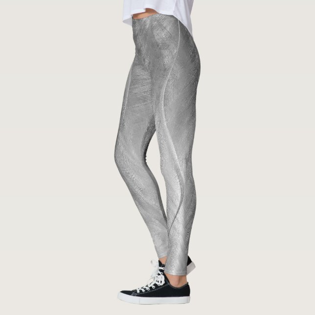 Legging Abstrato de metal escovado com prata (Esquerda)
