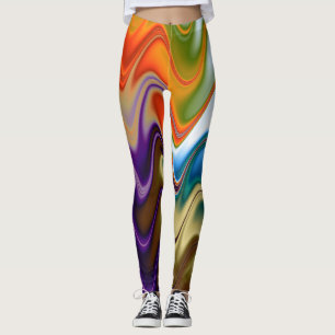Legging Abstrato de multicores onduladas