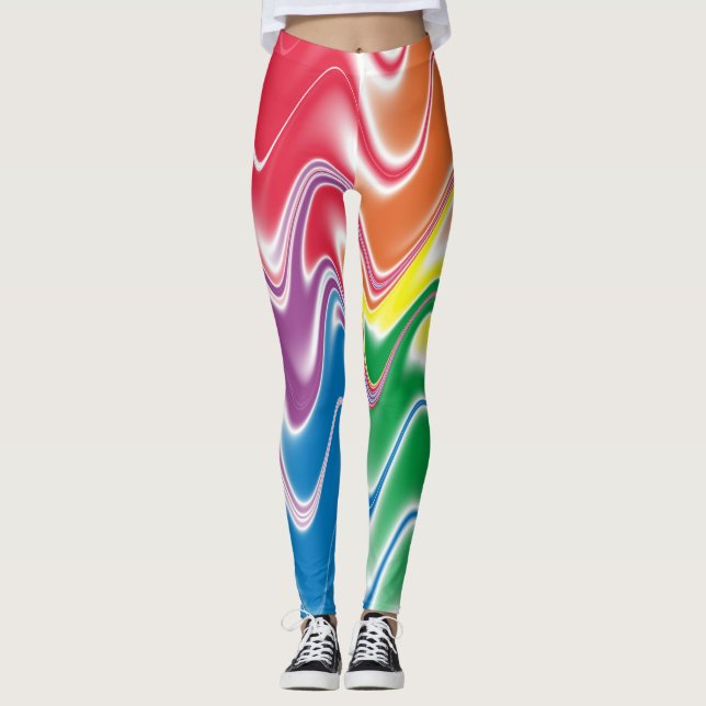 Legging Abstrato de multicores onduladas (Frente)