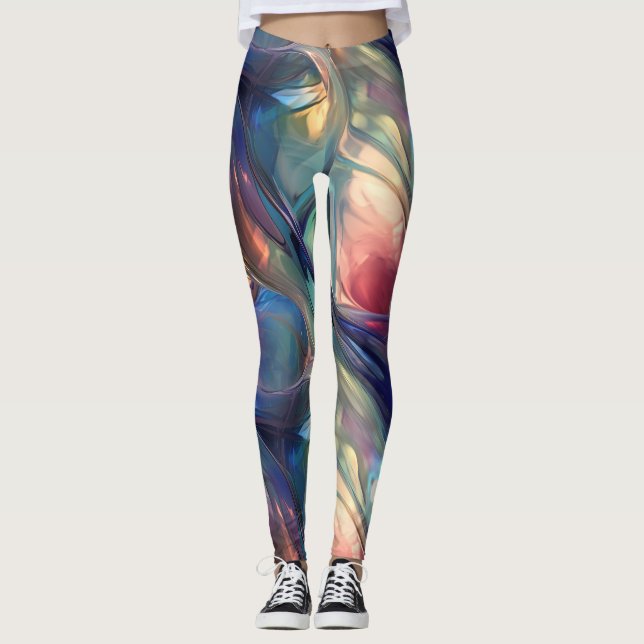Legging Abstrato de ondas de vidro (Frente)
