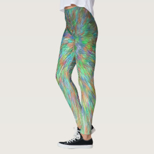 Legging abstrato de rajadas verdes esmeraldas