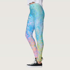Legging Abstrato de Tinta Álcool Colorida Neon Pastel Sky