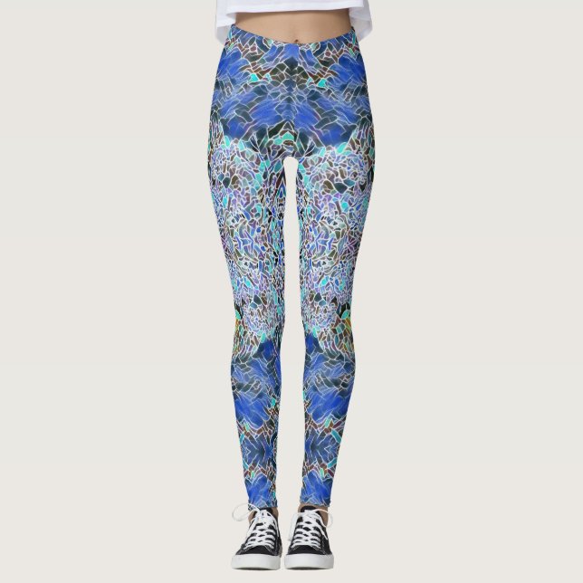 Legging Abstrato de vidro de lavanda de blues (Frente)