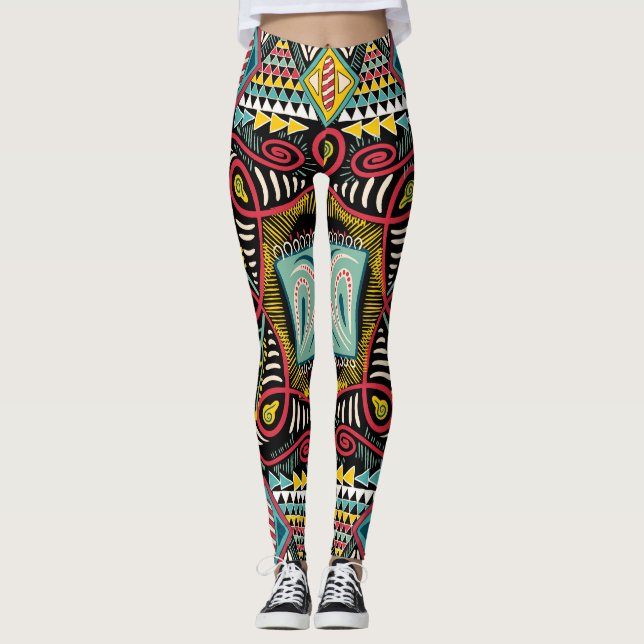 Legging Abstrato: design de bolso quadrado. (Frente)