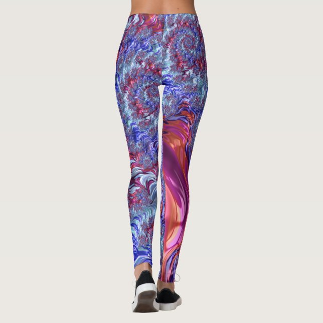 Legging Abstrato Digital Fractal Colorido Trippy Groovy (Verso)
