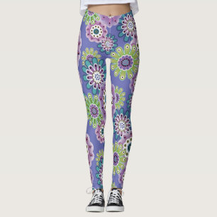 Legging Abstrato diversão flores de desenho floral escandi