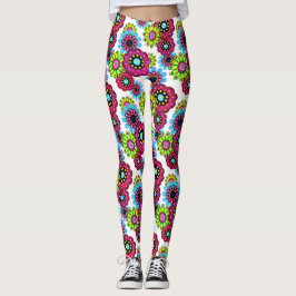 Legging Abstrato diversão flores de desenho floral escandi