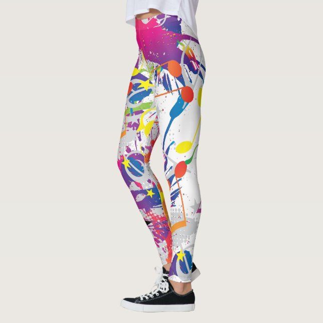 Legging Abstrato Divertido com Placas de Tinta e Notas Mus (Esquerda)