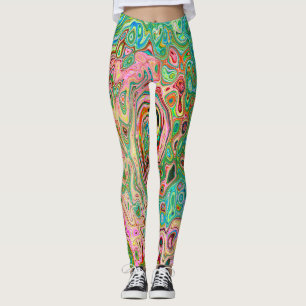 Legging Abstrato do Arco-Íris Colorido do Groovy Retro