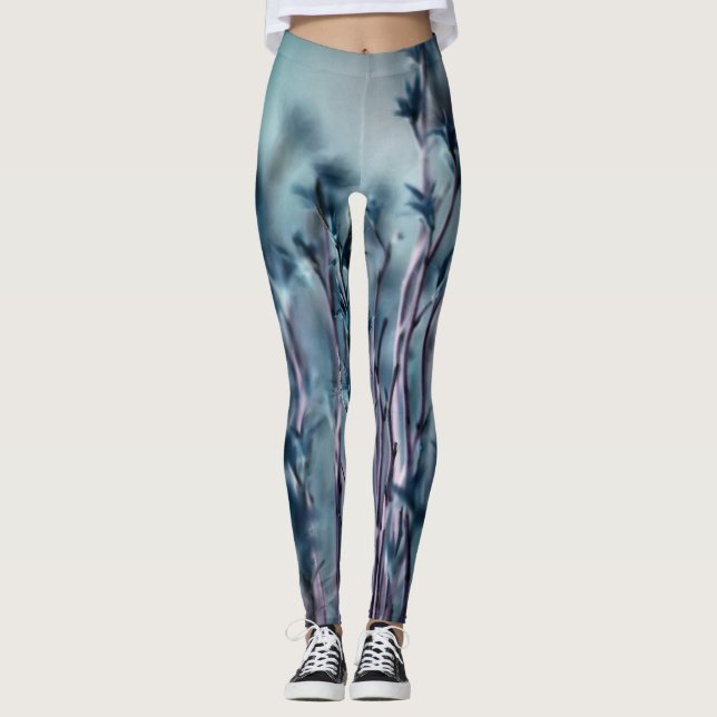 Legging Abstrato do Sonho de Grama Azul (Frente)