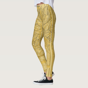 Legging Abstrato Dourado Beige Floral