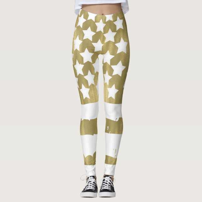 Legging Abstrato Dourado da bandeira dos EUA da bandeira (Frente)