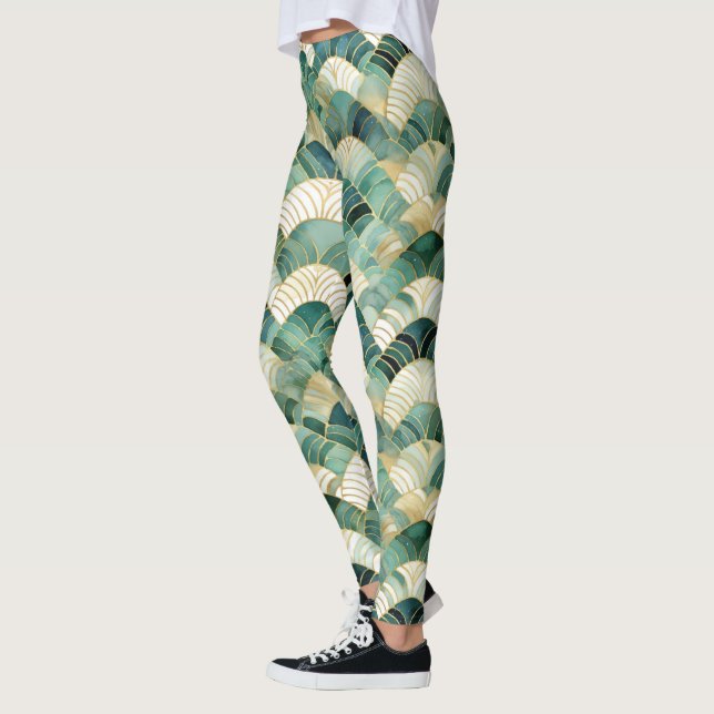 Legging Abstrato Dourado Glam Verde (Esquerda)