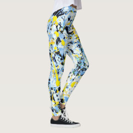 Legging Abstrato em azul, amarelo e preto