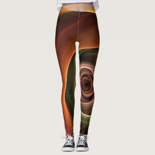 Legging abstrato espiral 3D Cores quentes quentes Arte Fra